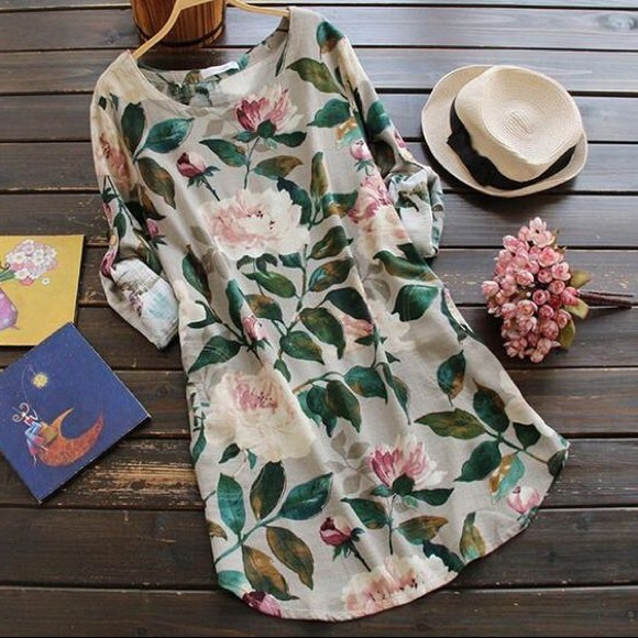 Cupshe Dresses & Skirts - Floral dress xxl nwot Gray green white A09
